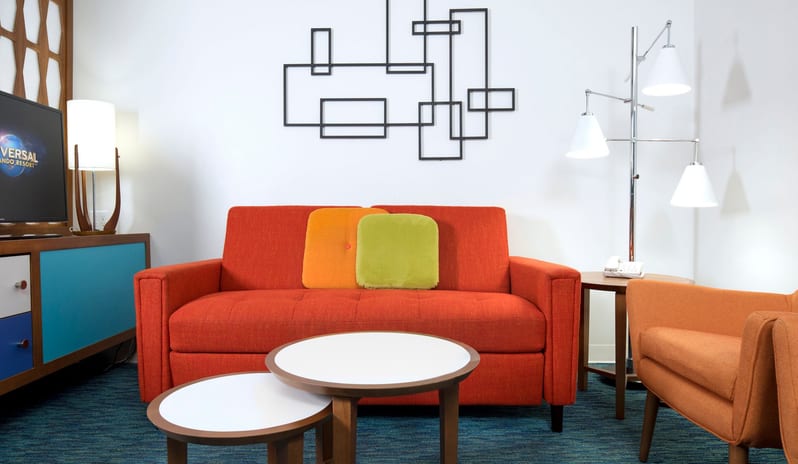 Universal’s Cabana Bay Beach Resort -Family Suite Interior Entry Sofa